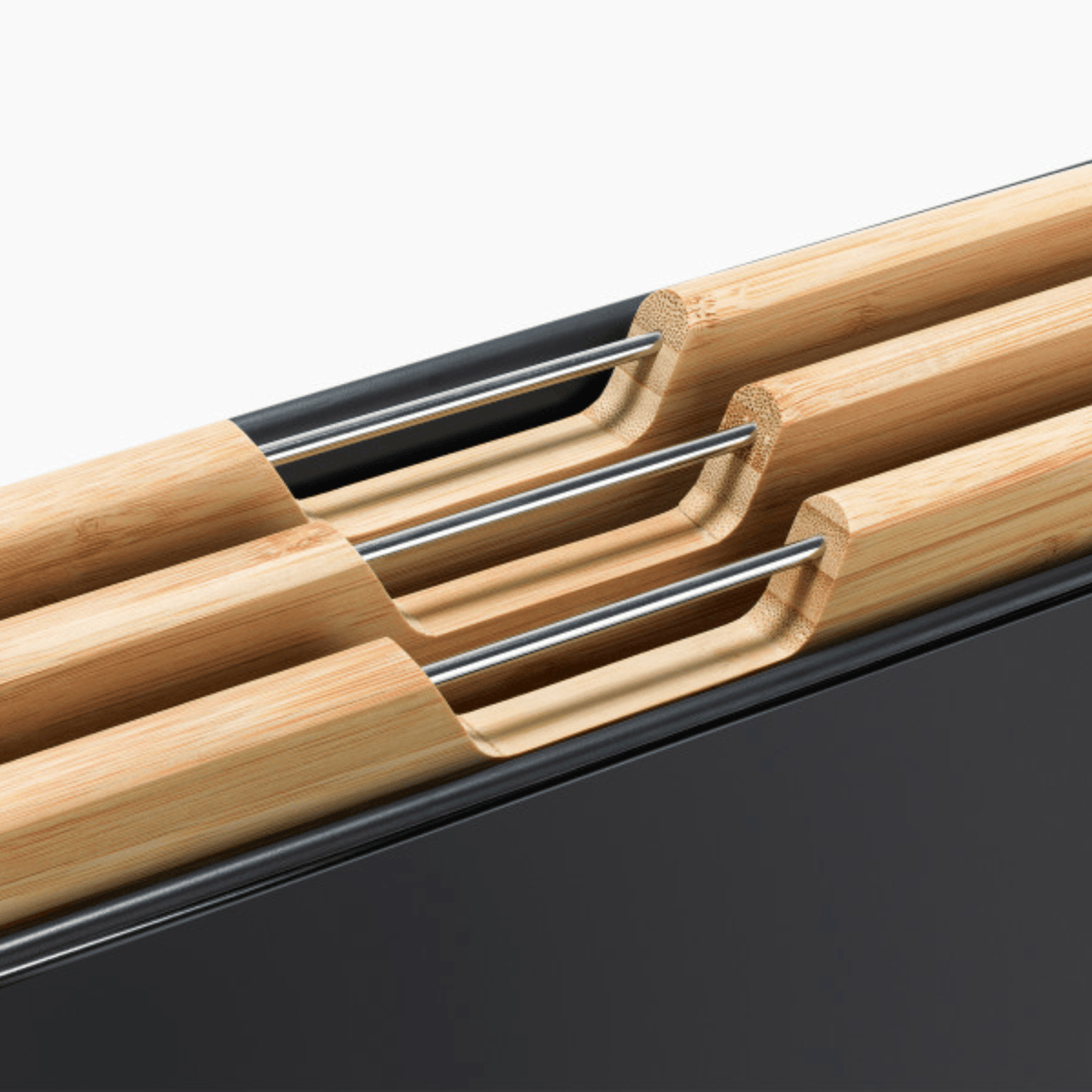 Joseph Joseph Folio Steel Bamboo Chopping Board Set 4-Piece Black