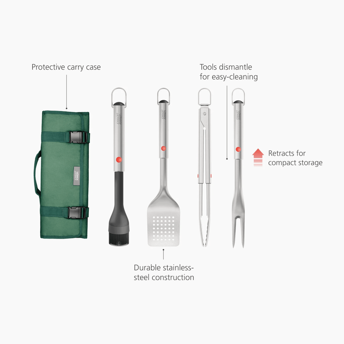 Joseph Joseph GrillOut BBQ Utensil Set with Storage Case 4-Piece