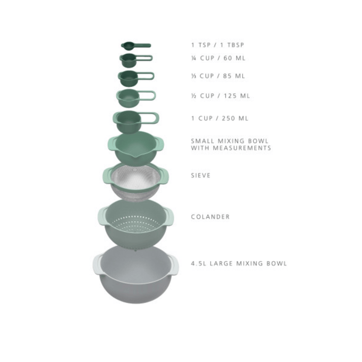 Joseph Joseph Nest 9 Plus Set Green