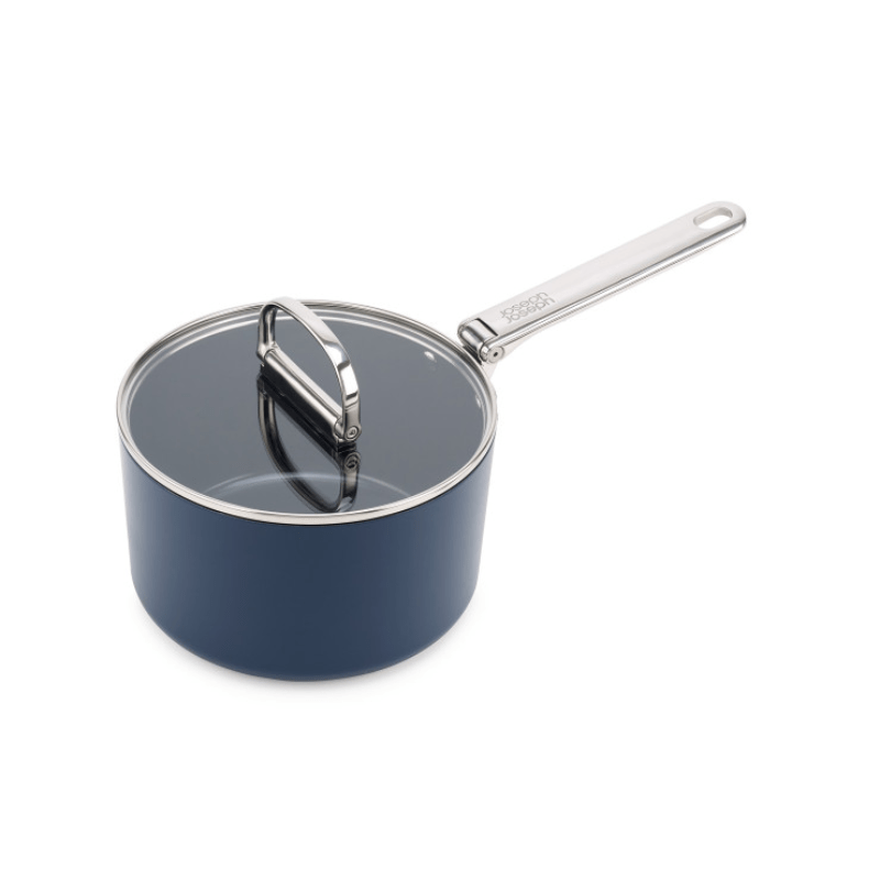 Joseph Joseph Space Folding Handle Ceramic Non-Stick Saucepan & Lid 19cm Midnight Blue