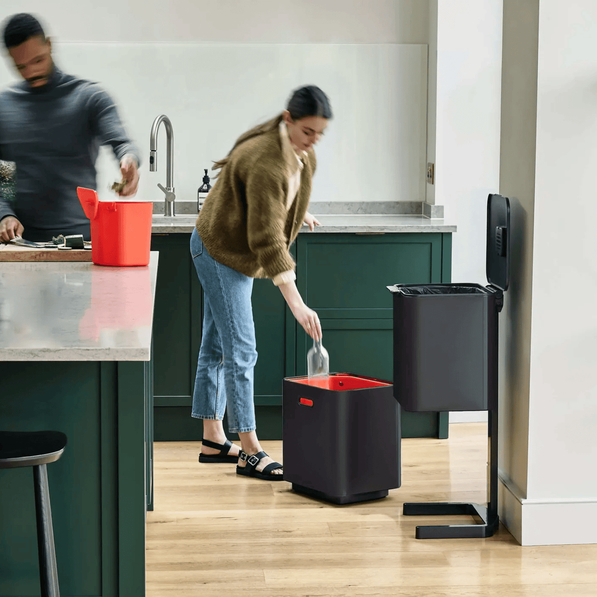 Joseph Joseph Totem Compact Waste & Recycling Bin 60L Black