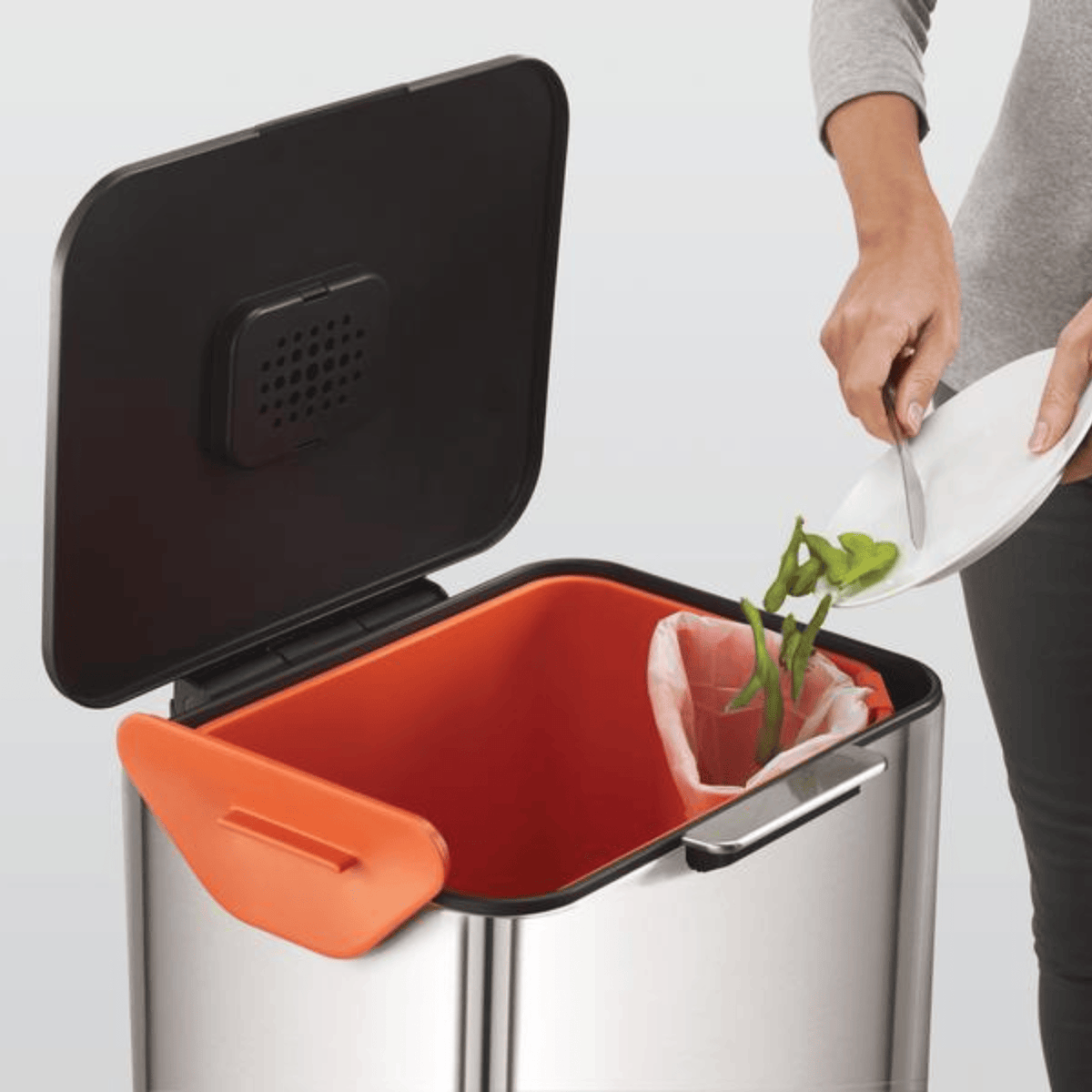 Joseph Joseph Totem Compact Waste & Recycling Bin 60L Stainless-Steel