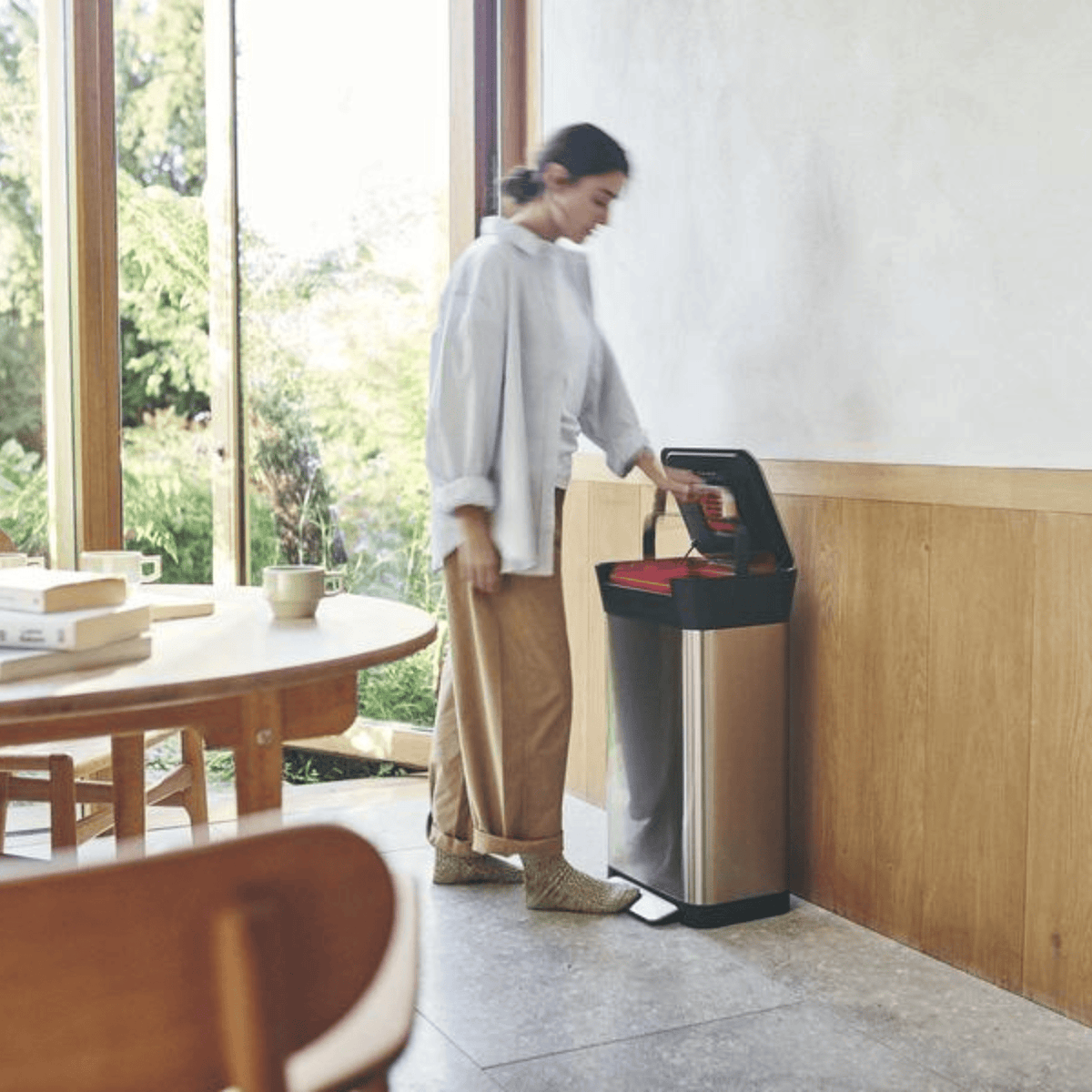 Joseph Joseph Totem Compact Waste & Recycling Bin 60L Stainless-Steel