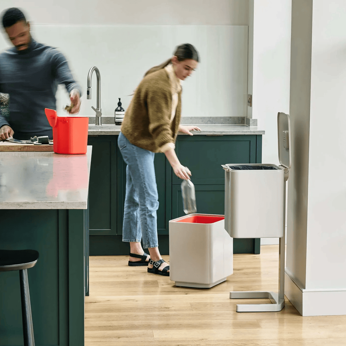 Joseph Joseph Totem Compact Waste & Recycling Bin 60L Stone