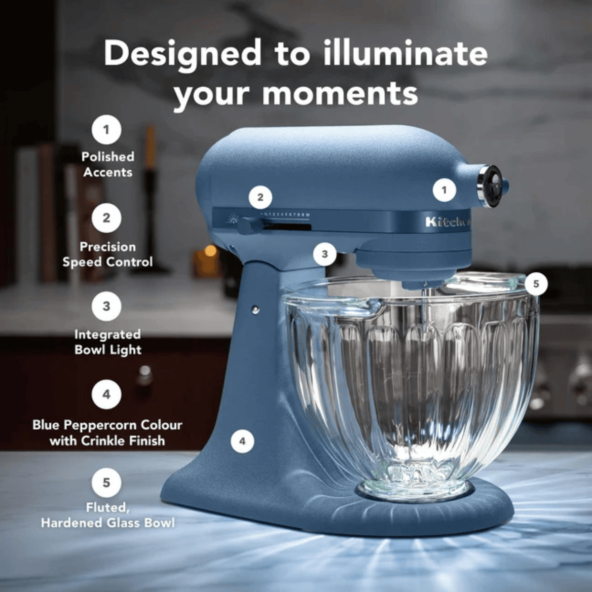 KitchenAid Artisan Plus Tilt-Head Stand Mixer KSM50 Luminaire - Design Series 2026