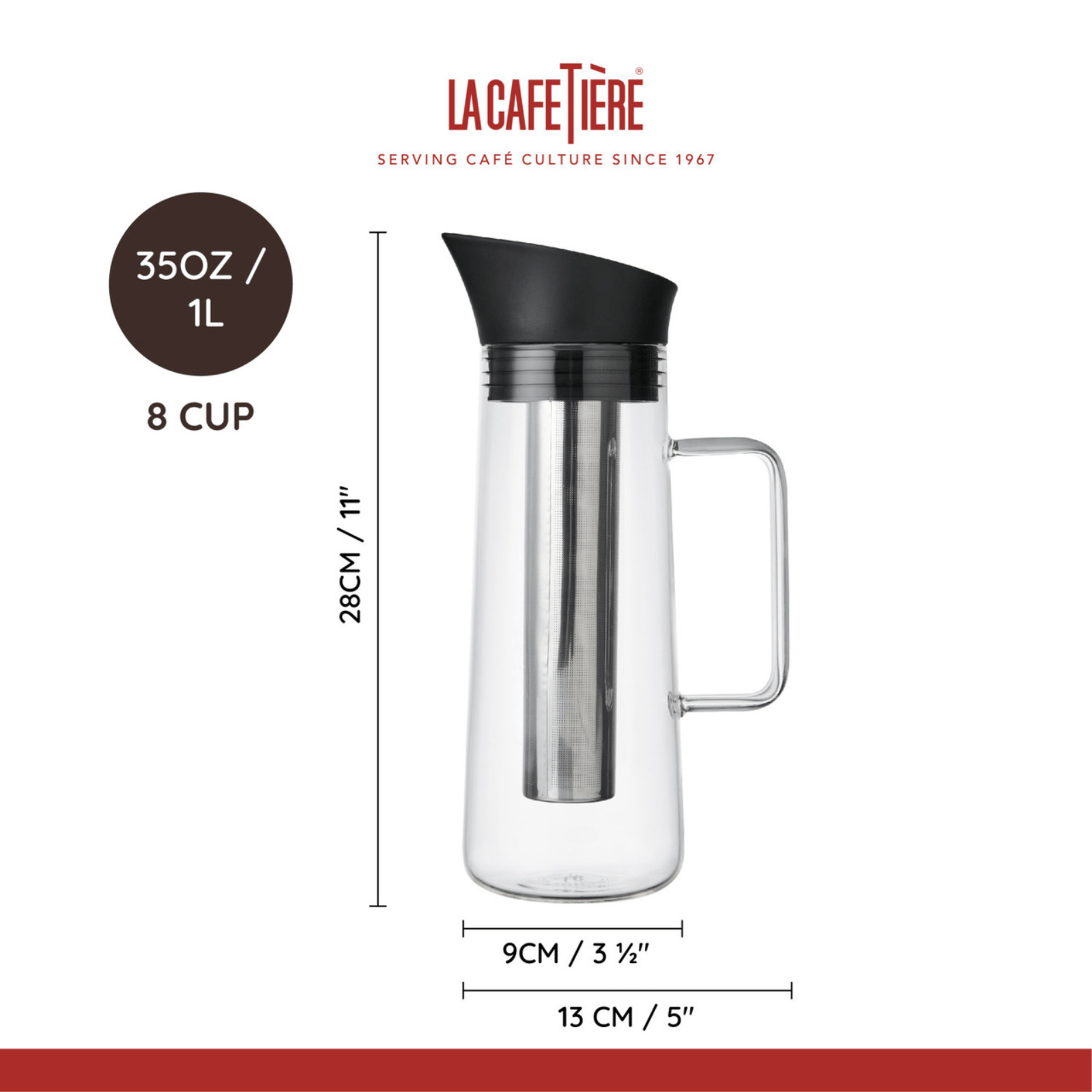 La Cafetiere Cold Brew Coffee Maker with Mesh Filter 1L