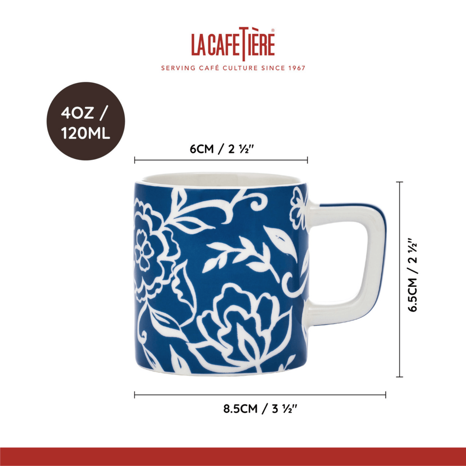 La Cafetiere Espresso Cup 120ml Blue Blu Fiorato