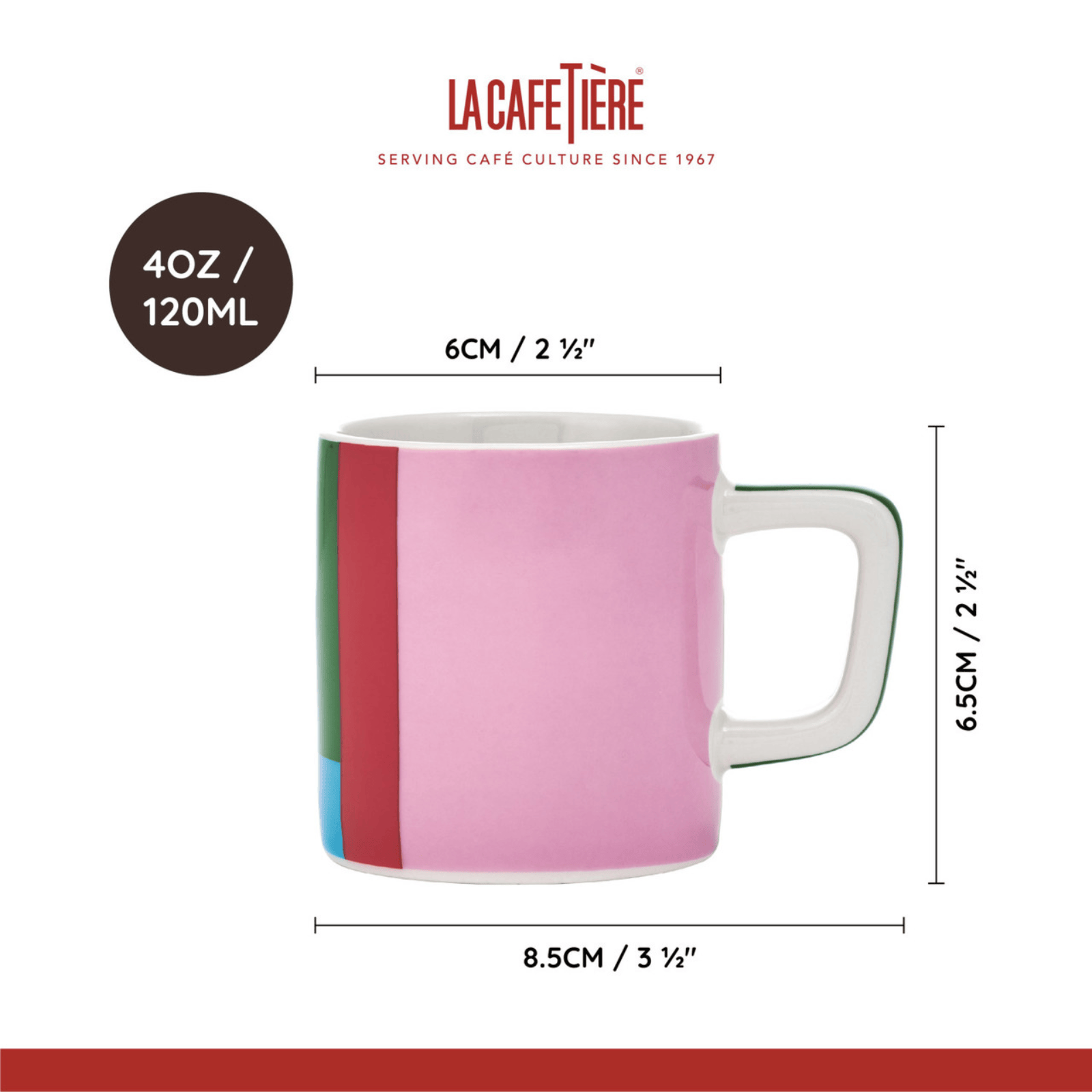 La Cafetiere Espresso Cup 120ml Pink and Red Utopian Lines