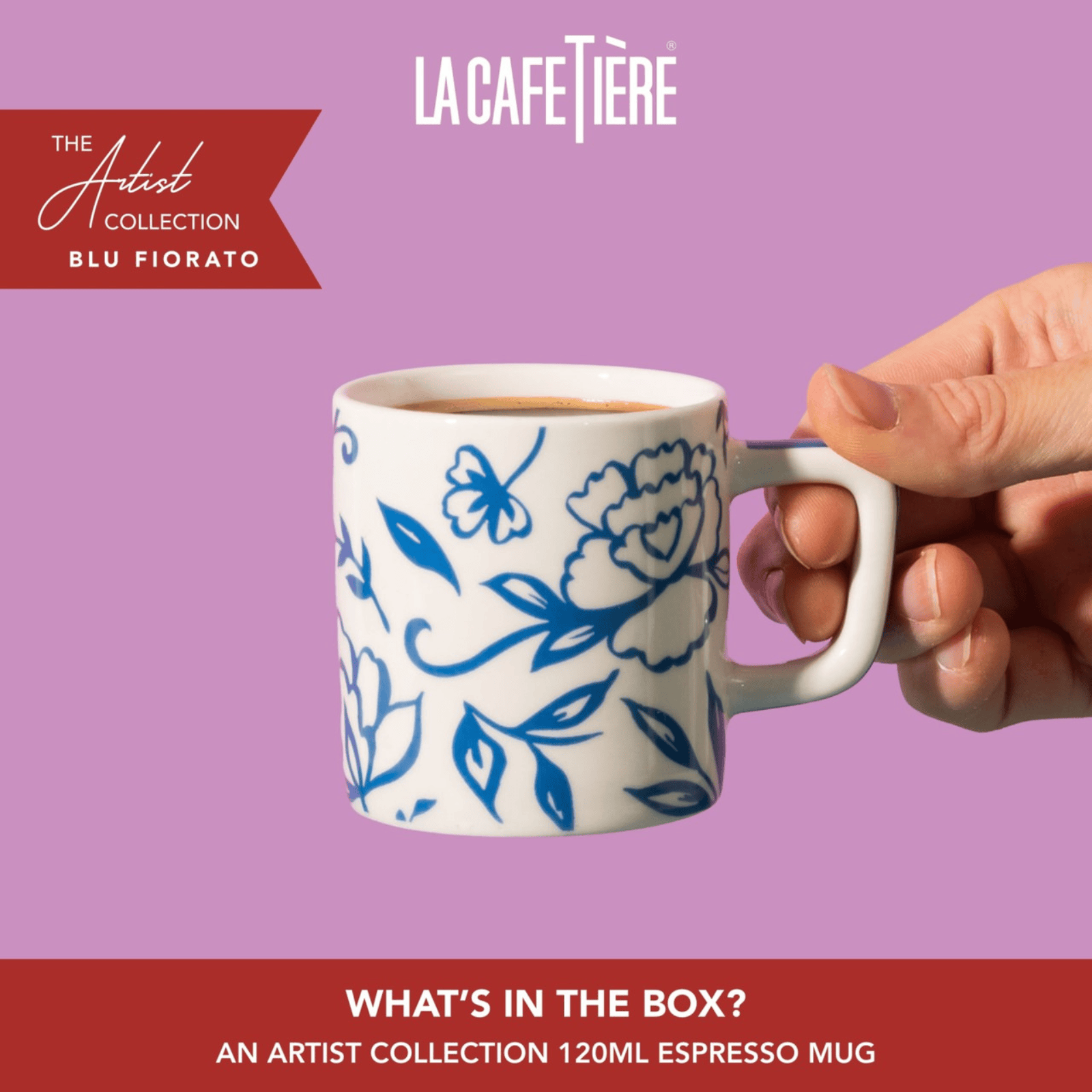La Cafetiere Espresso Cup 120ml White Blu Fiorato