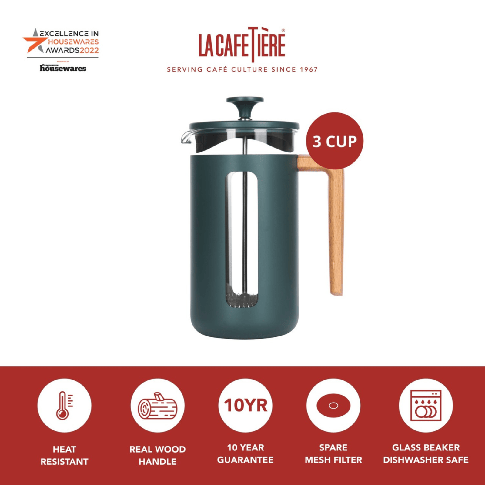 La Cafetiere Pisa Coffee Press 3 Cup Green