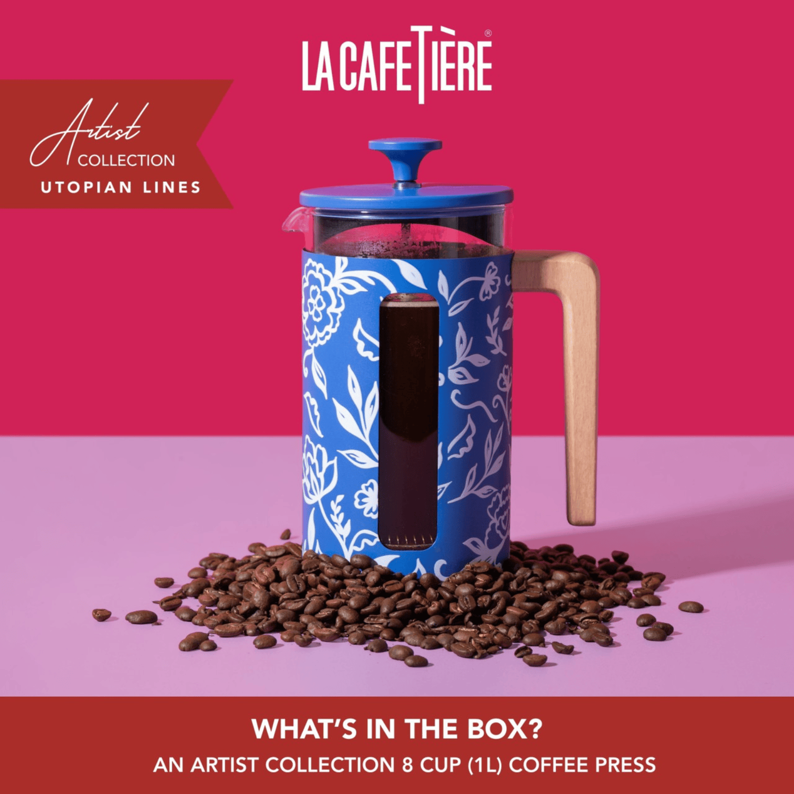 La Cafetiere Pisa Coffee Press 8 Cup Blu Fiorato