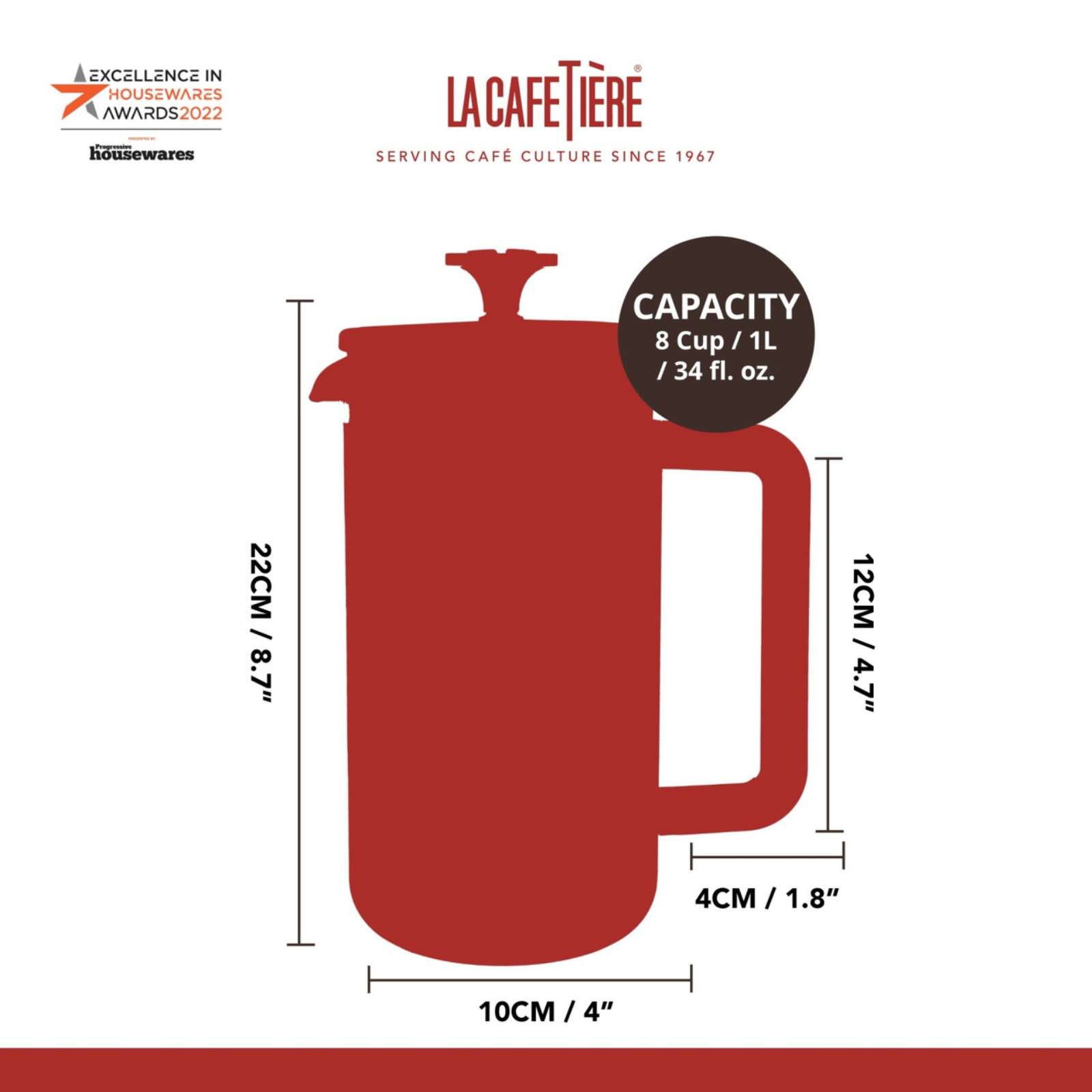 La Cafetiere Pisa Coffee Press 8 Cup Copper