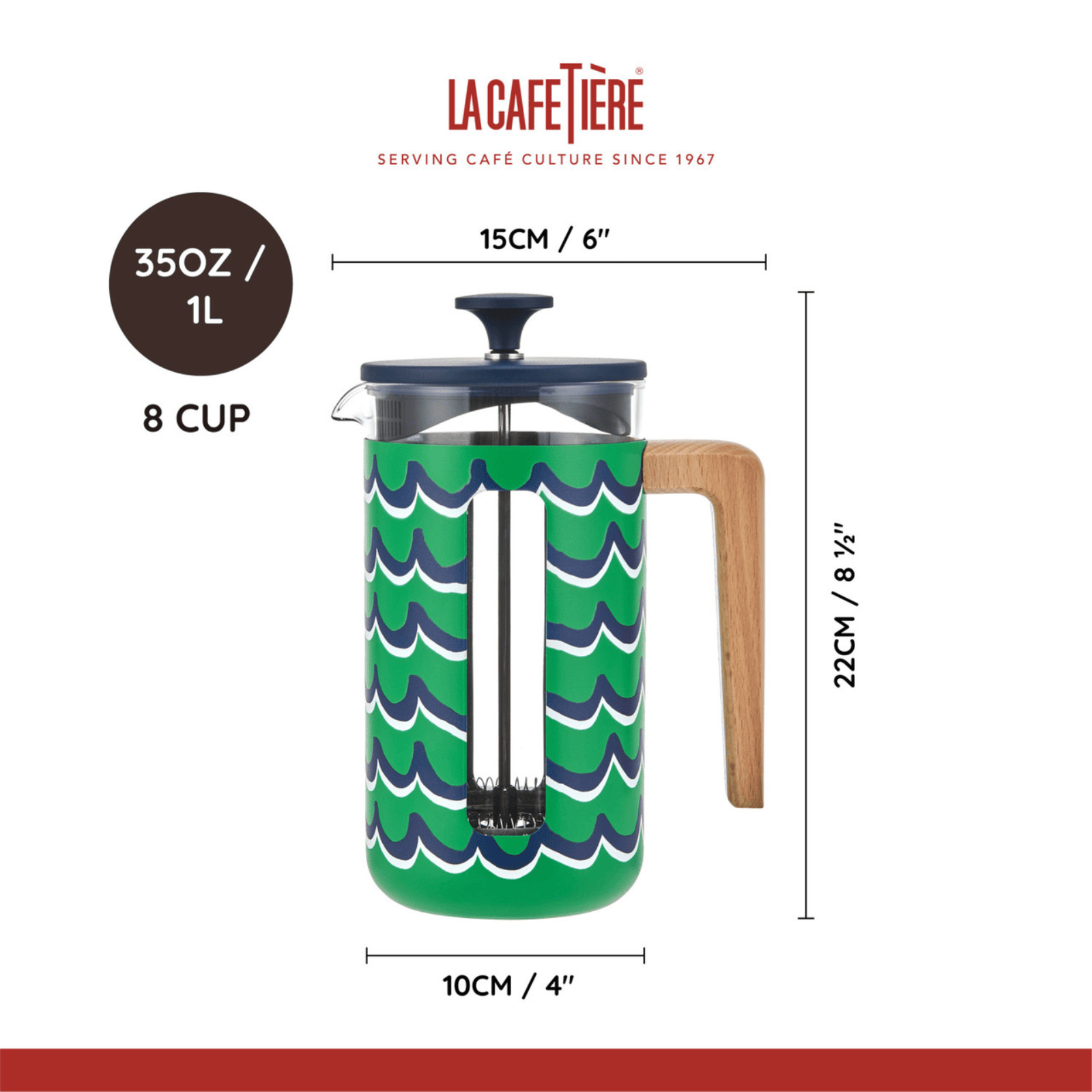 La Cafetiere Pisa Coffee Press 8 Cup Cyan Tides