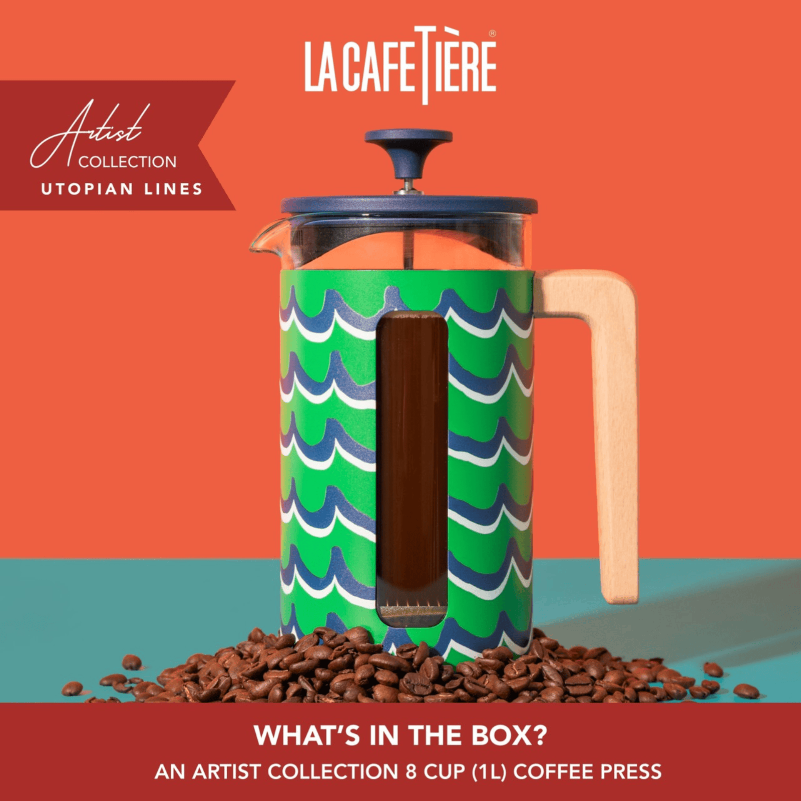 La Cafetiere Pisa Coffee Press 8 Cup Cyan Tides