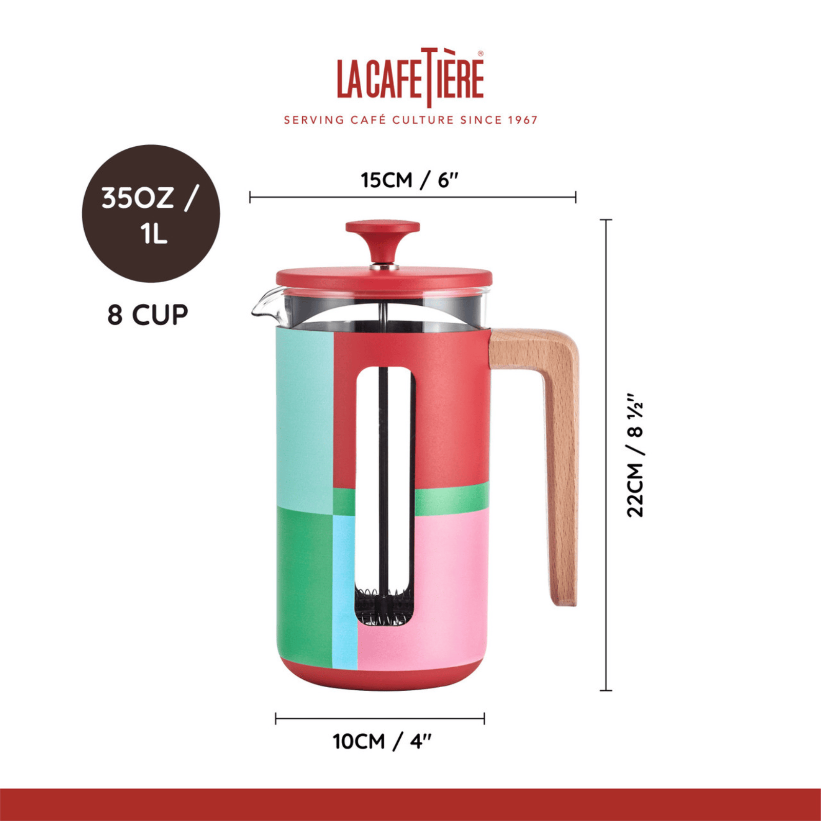 La Cafetiere Pisa Coffee Press 8 Cup Utopian Lines