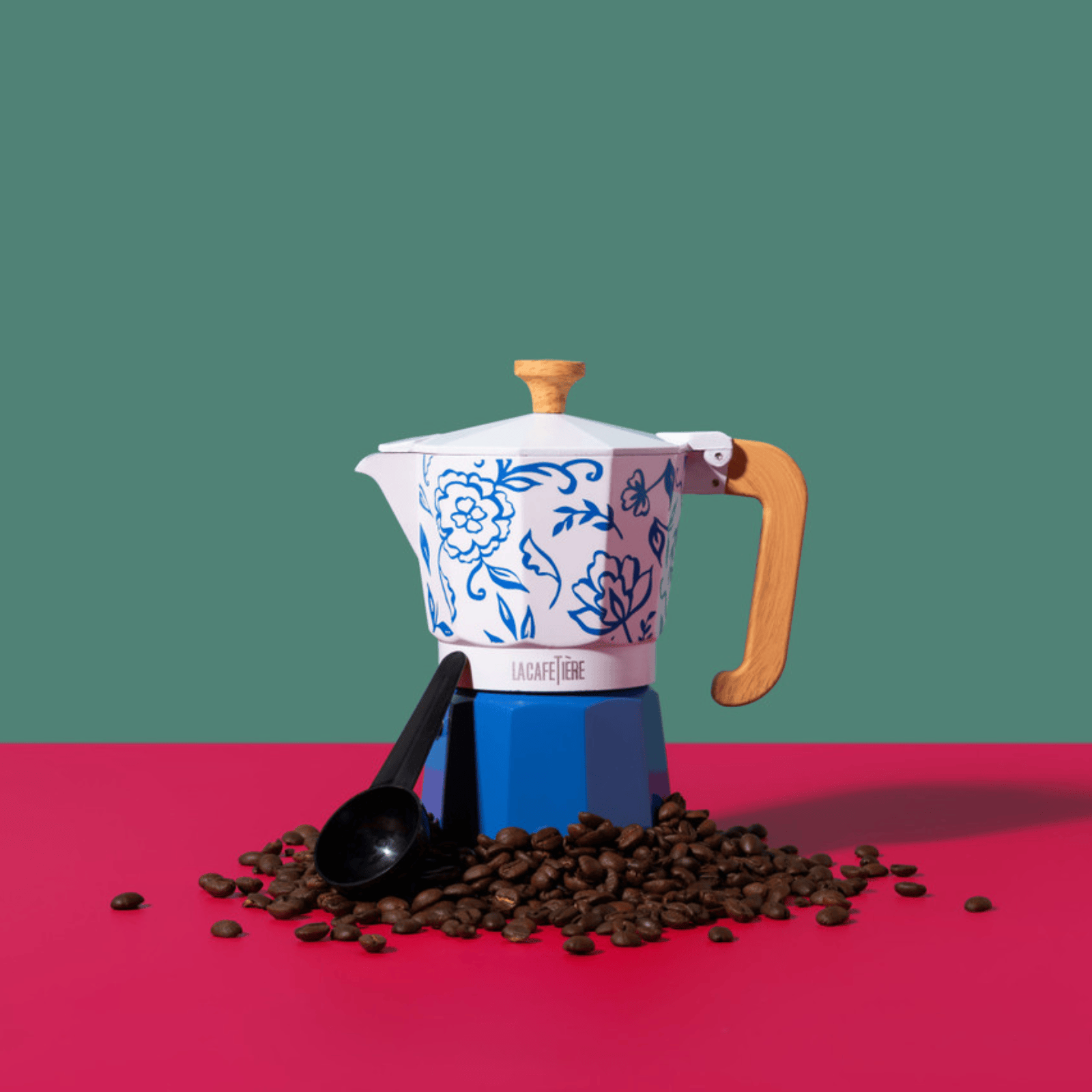 La Cafetiere Venice Espresso Maker 6 Cup Blu Fiorato