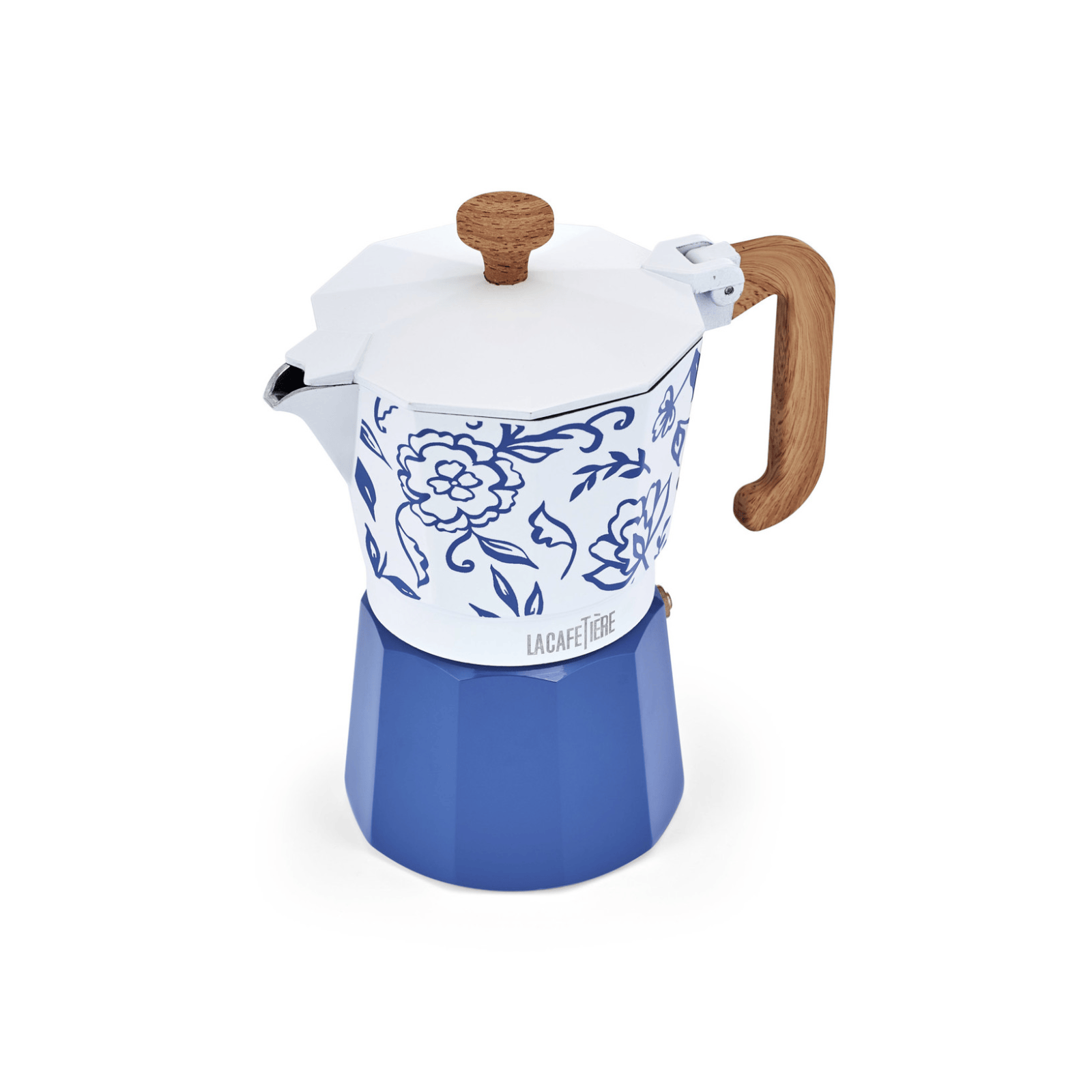 La Cafetiere Venice Espresso Maker 6 Cup Blu Fiorato