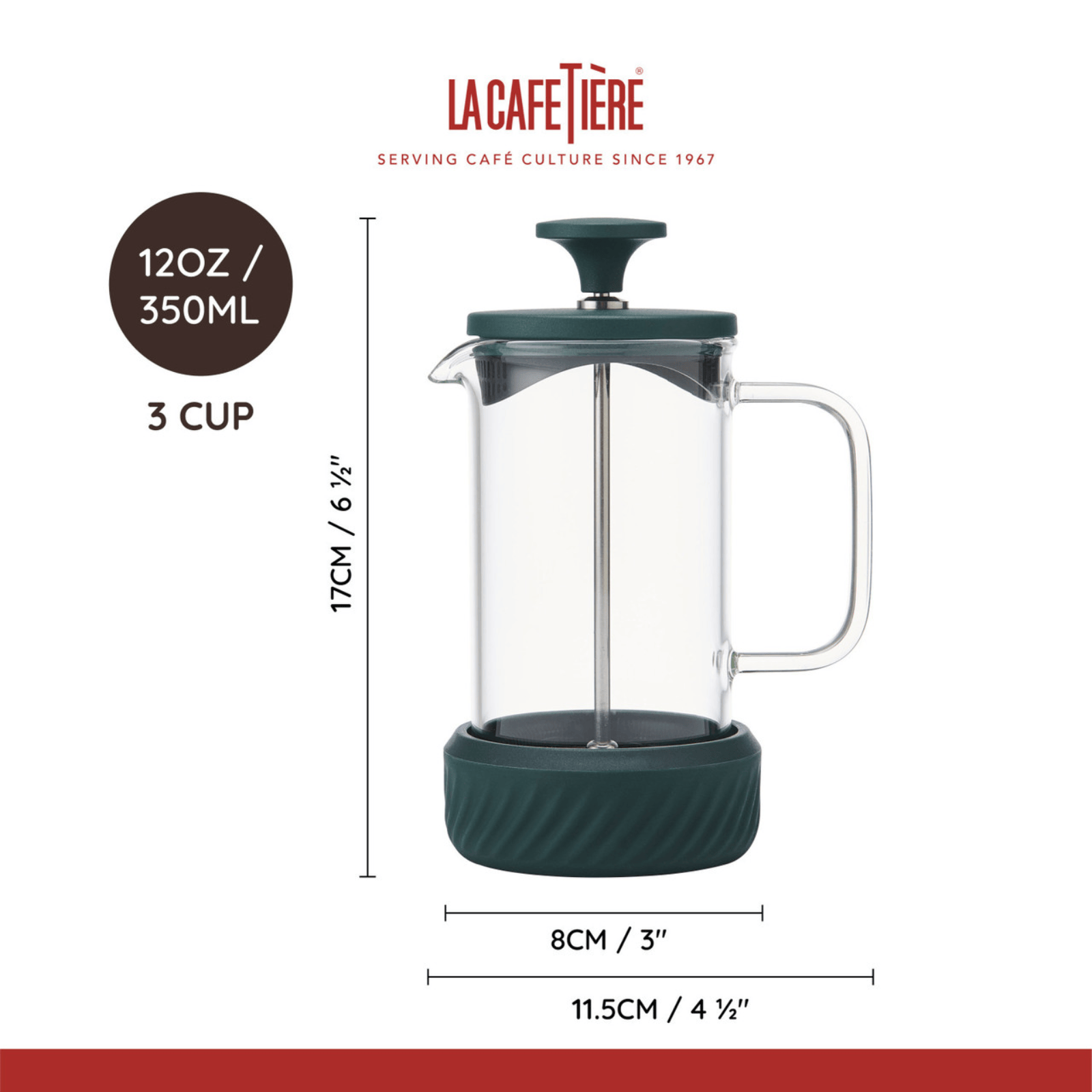 La Cafetiere Zero Coffee Press 3 Cup Green