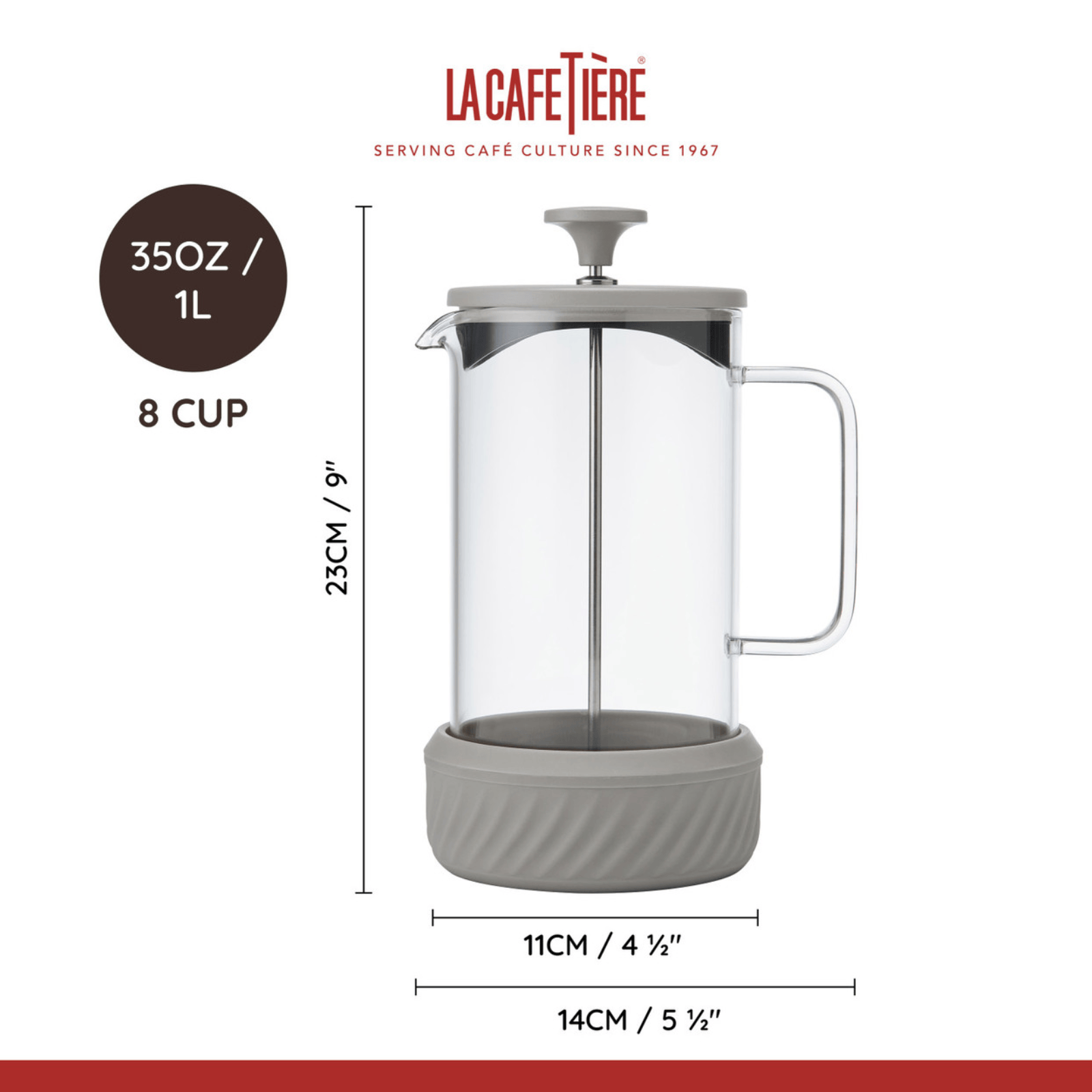 La Cafetiere Zero Coffee Press 8 Cup Latte