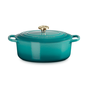 Le Creuset Signature Cast Iron Oval Casserole 29cm Bleu Riviera