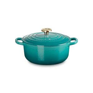 Le Creuset Signature Cast Iron Round Casserole 20cm Bleu Riviera
