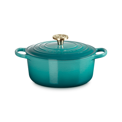 Le Creuset Signature Cast Iron Round Casserole 24cm Bleu Riviera