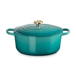 Le Creuset Signature Cast Iron Round Casserole 28cm Bleu Riviera