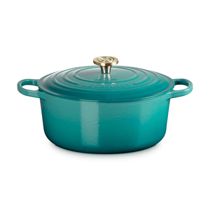 Le Creuset Signature Cast Iron Round Casserole 28cm Bleu Riviera