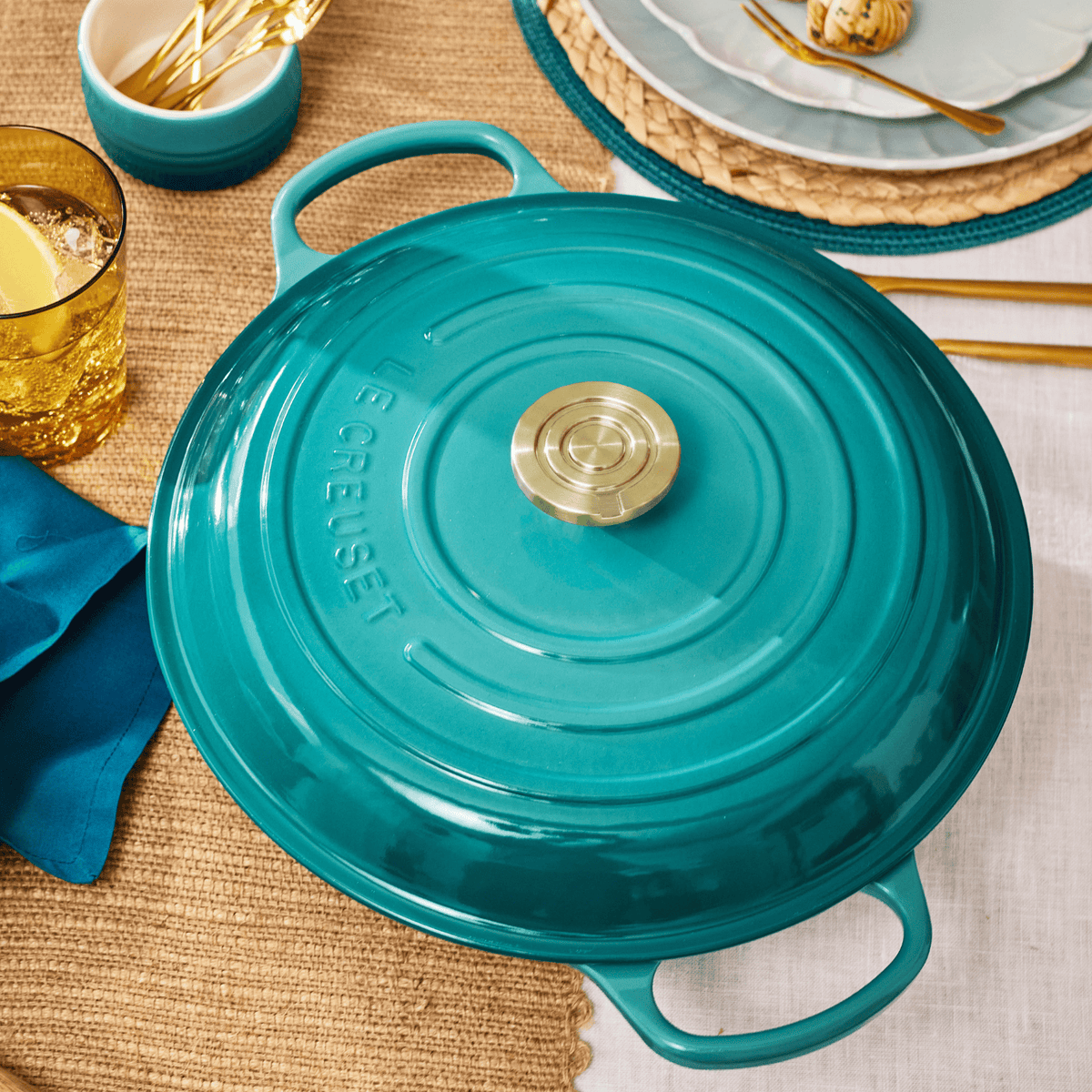 Le Creuset Signature Cast Iron Round Casserole 28cm Bleu Riviera