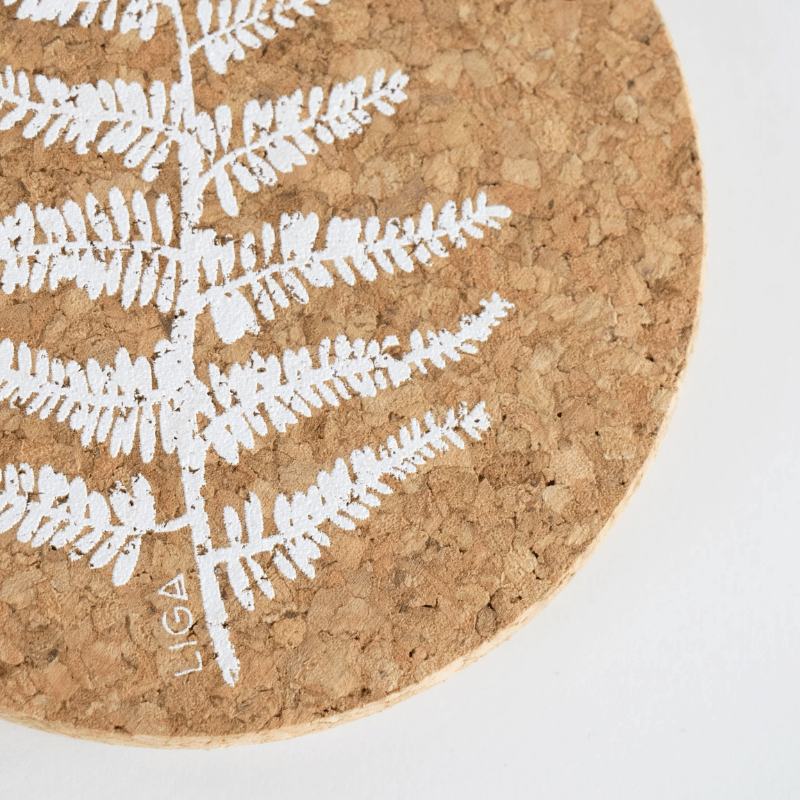 LIGA Cork Coasters Fern Set of 4