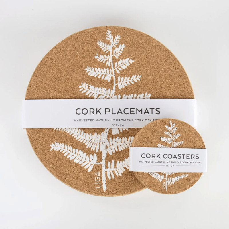 LIGA Cork Coasters Fern Set of 4