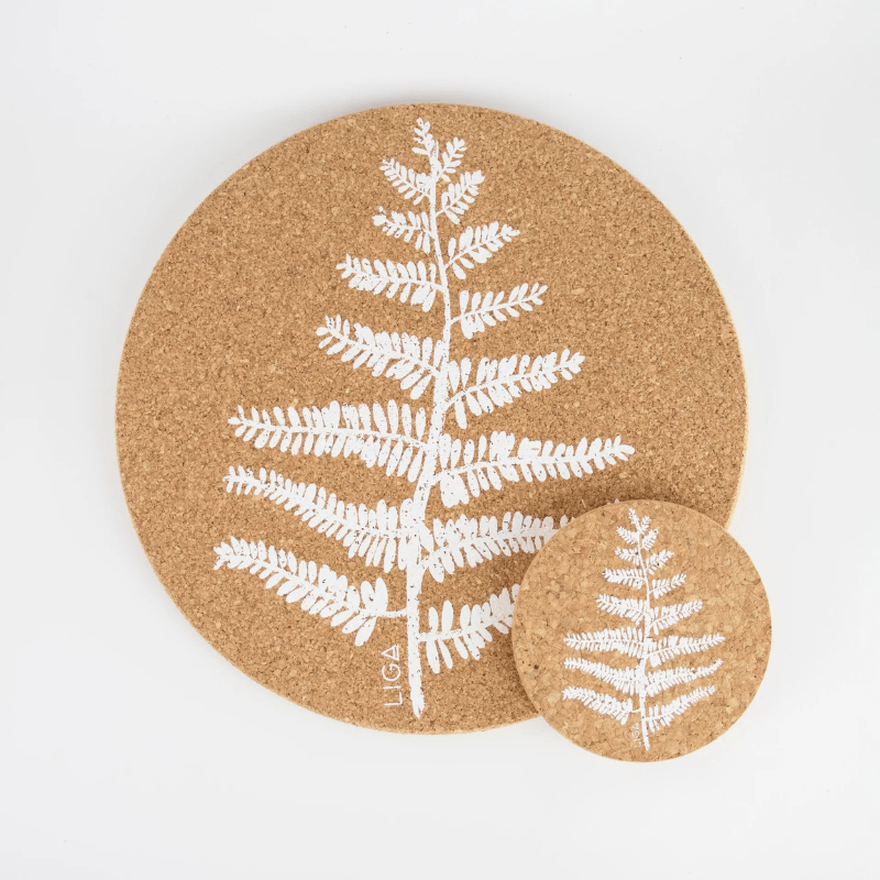 LIGA Cork Coasters Fern Set of 4