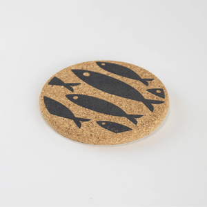 LIGA Cork Coasters Grey Fish Set of 4