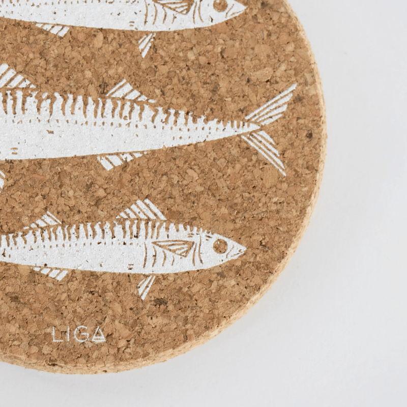 LIGA Cork Coasters Mackerel Set of 4