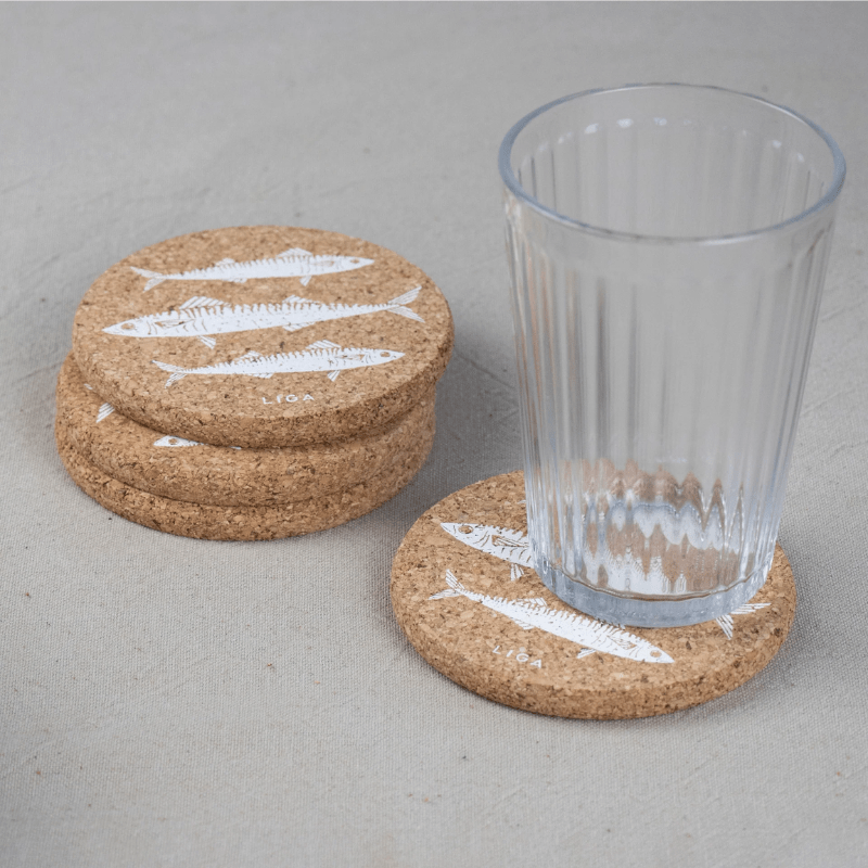 LIGA Cork Coasters Mackerel Set of 4