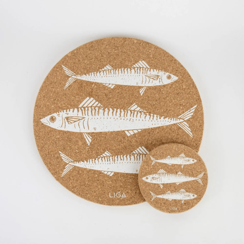 LIGA Cork Coasters Mackerel Set of 4