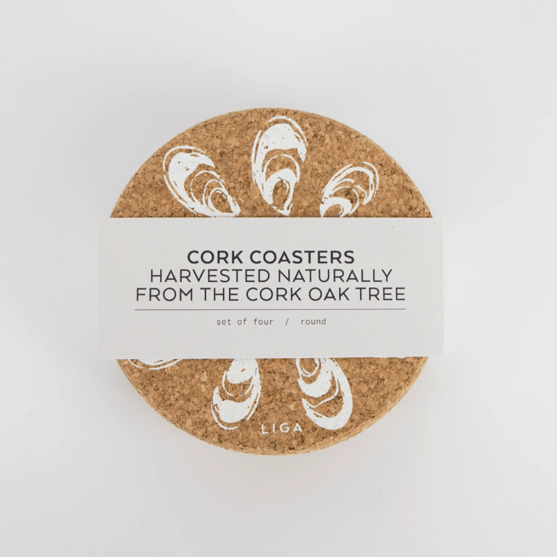 LIGA Cork Coasters Oyster Set of 4