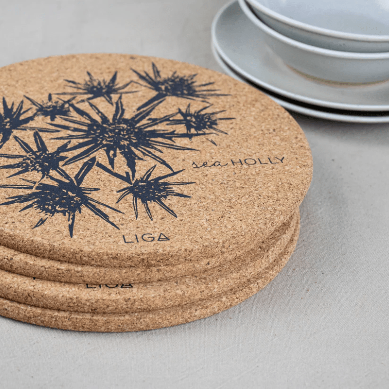 LIGA Cork Coasters Sea Holly Set of 4