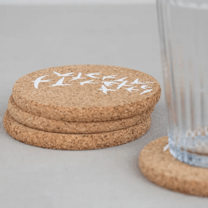 LIGA Cork Coasters Swallows Set of 4