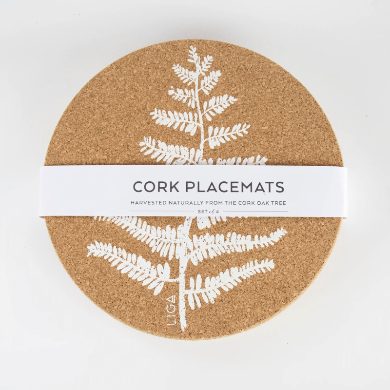 LIGA Cork Placemats Fern Set of 4