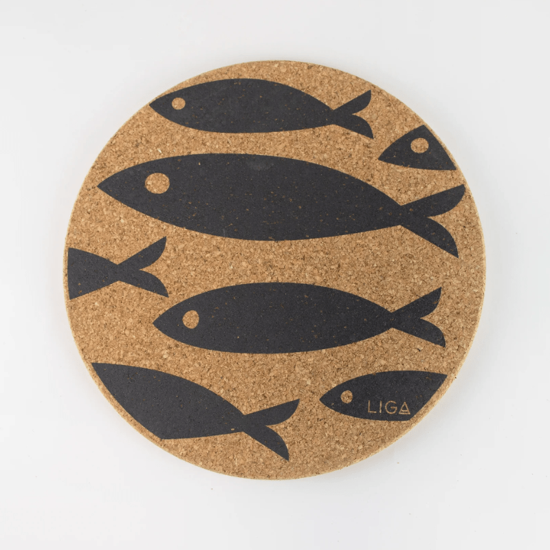 LIGA Cork Placemats Grey Fish Set of 4