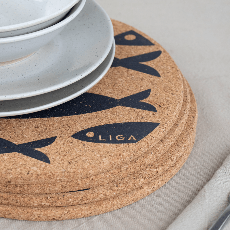 LIGA Cork Placemats Grey Fish Set of 4