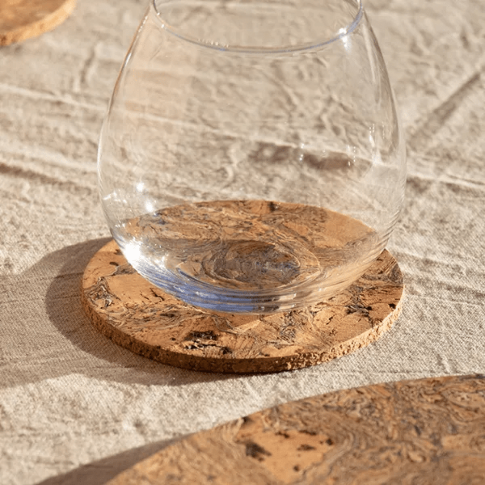 LIGA Natural Cork Round Coasters Set of 4