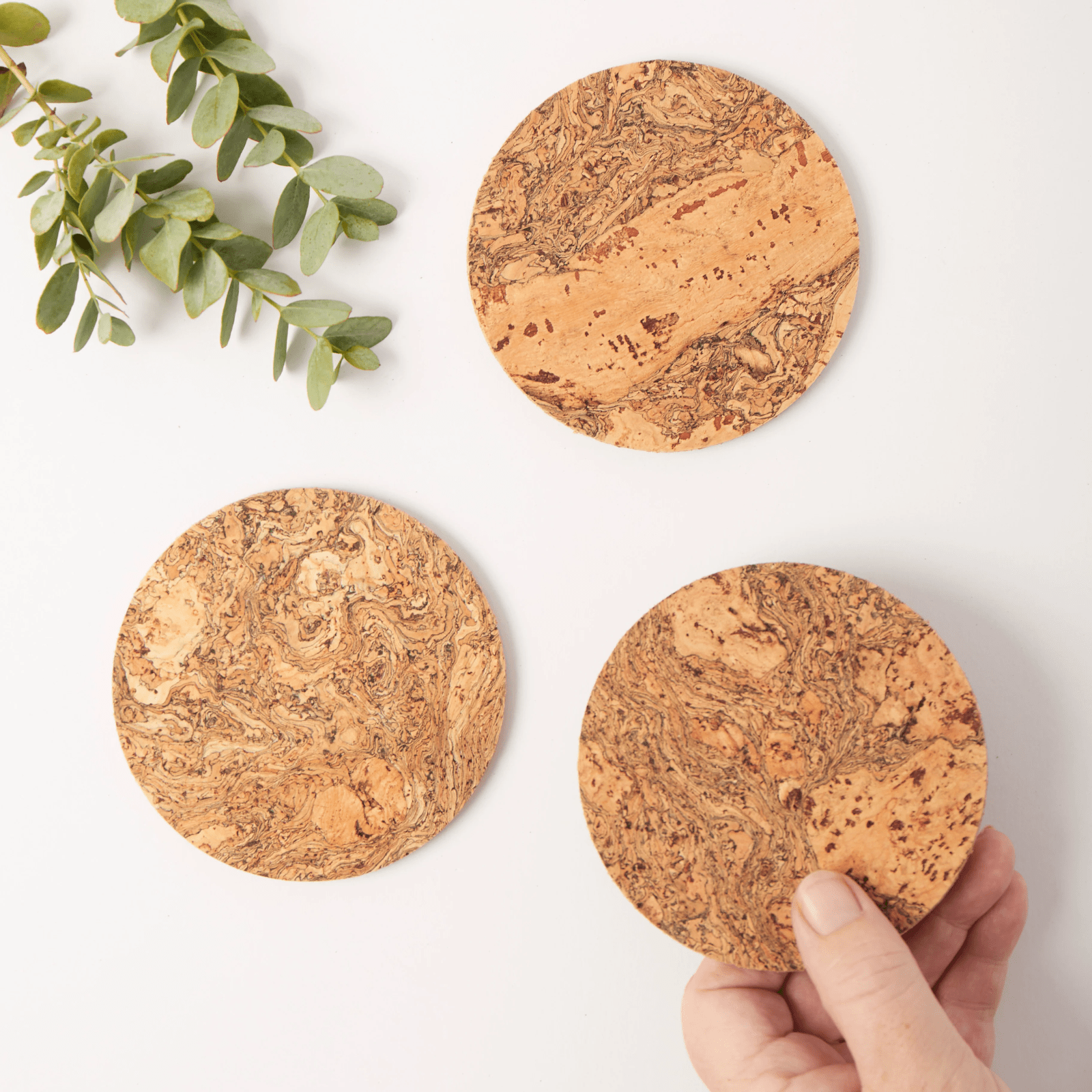 LIGA Natural Cork Round Coasters Set of 4
