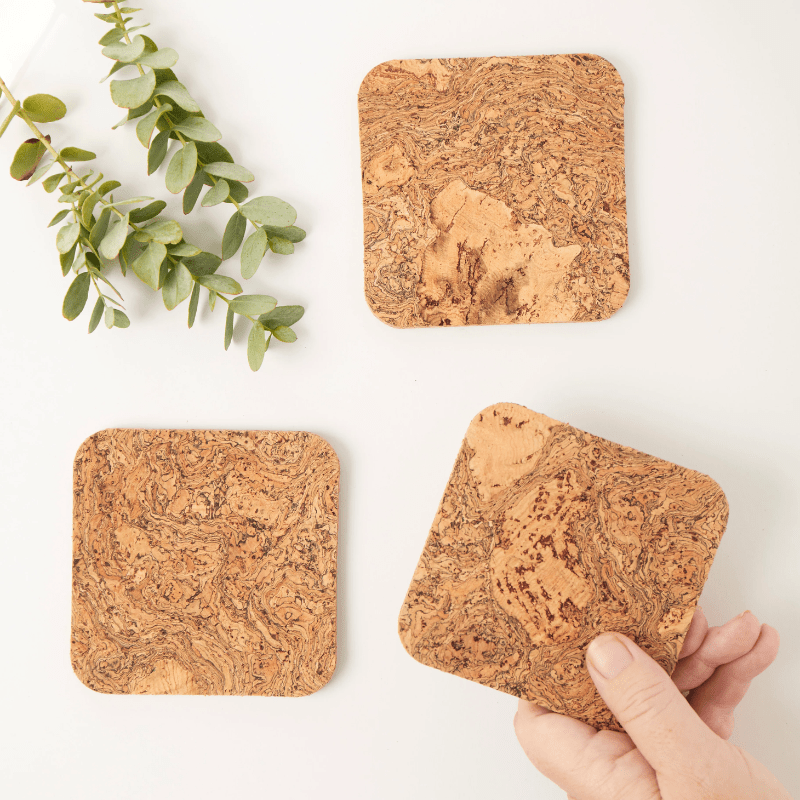 LIGA Natural Cork Square Coasters Set of 4
