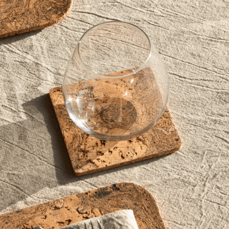 LIGA Natural Cork Square Coasters Set of 4