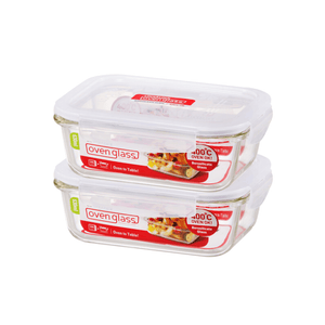 LocknLock Euro Glass Rectangular Container with Lid 630m 2-Pack