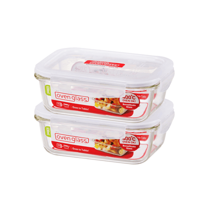 LocknLock Euro Glass Rectangular Container with Lid 630m 2-Pack
