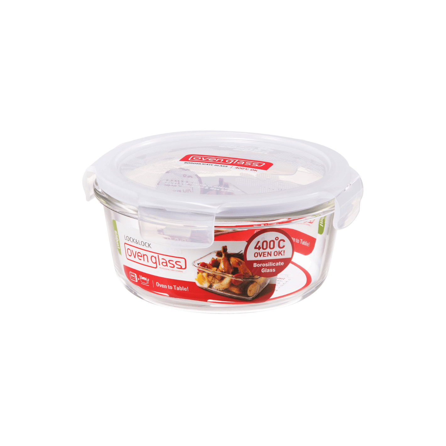 LocknLock Euro Glass Round Container with Lid 650ml