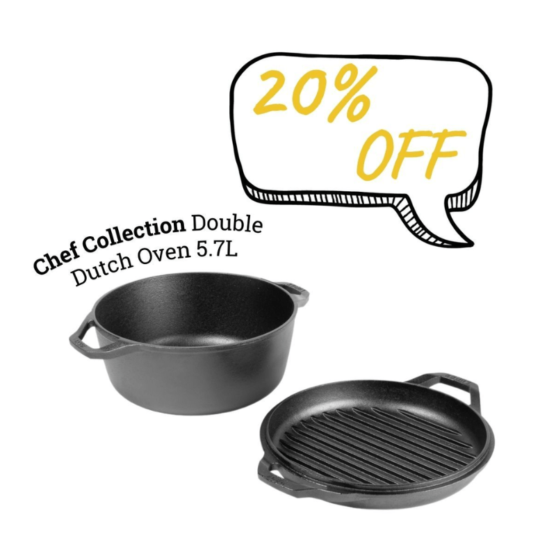 Lodge Chef Collection Cast Iron Double Dutch Oven 5.7L